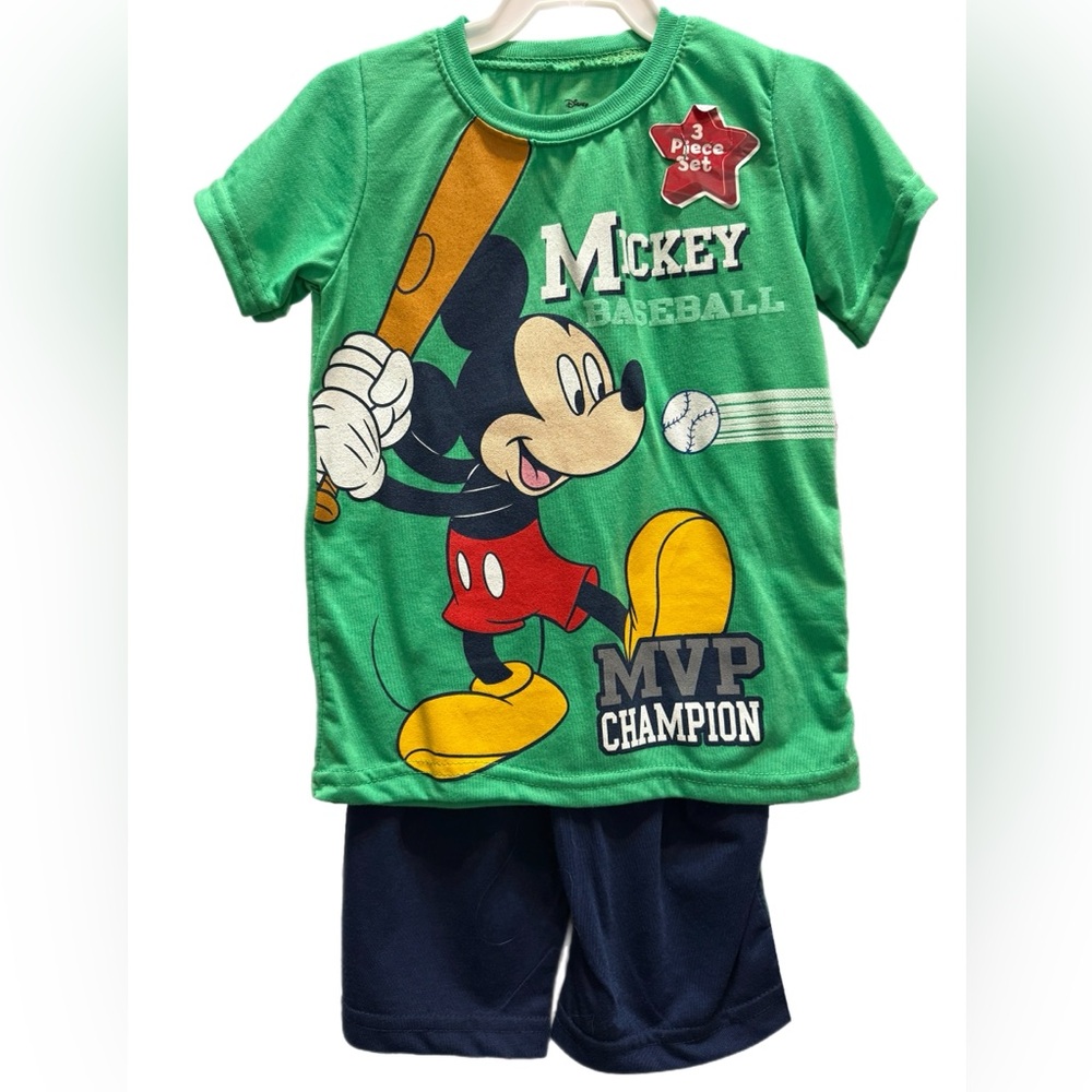 NWT! Disney Mickey Mouse Boys 2-Piece Short Sleeve & Shorts Set Size 3T